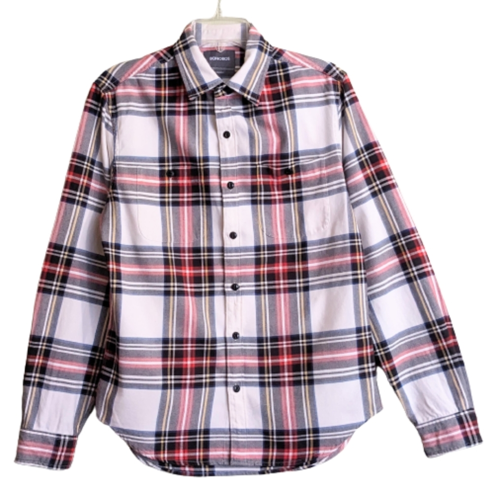 Bonobos Shirt Multicolor Plaid Check Flannel Standard Fit 100% Cotton Re…